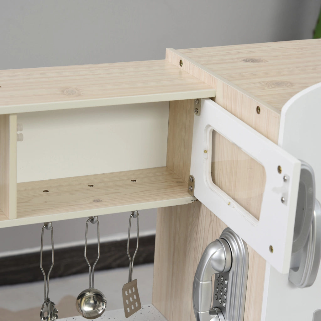 Cucina Giocattolo per Bambini in Legno ¨C Zephmum ¨C Bianco, Acciaio, 74x30x81