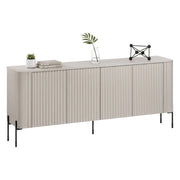 Credenza Laion, Madia da salotto con quattro ante battenti, Rialzata da terra, 190x40 h80 cm, Beige