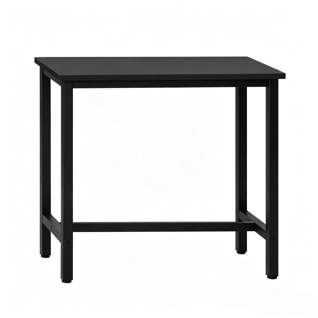 Tavolo da pranzo con traversa e piedini regolabili - per cucina - in metallo e legno - 100 x 40 x 100 cm - nero
