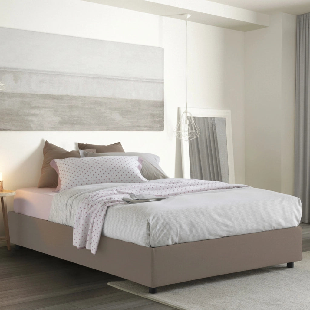 Letto Matrimoniale Annibale, Letto Matrimoniale Sfoderabile Made in Italy, Grigio Tortora\