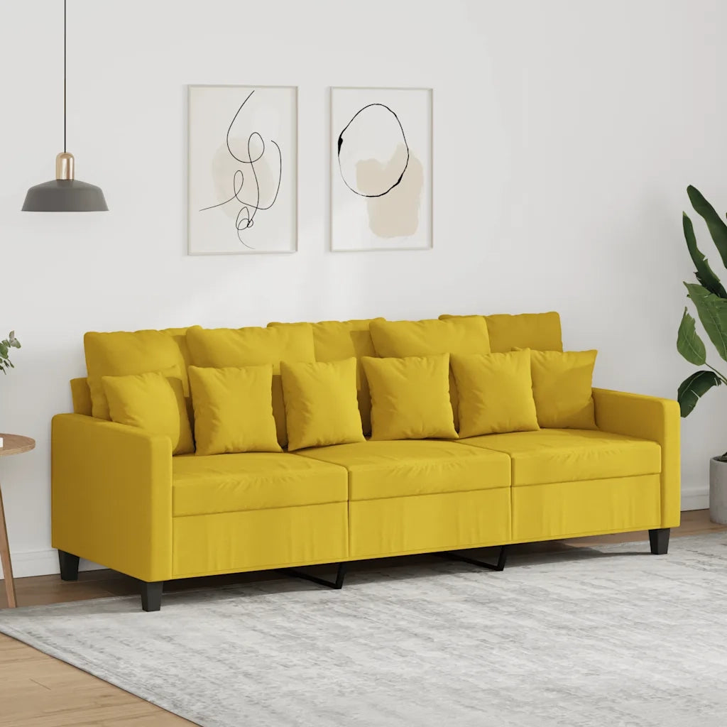 Divano a 3 Posti Giallo Chiaro 180 cm in Tessuto 359280