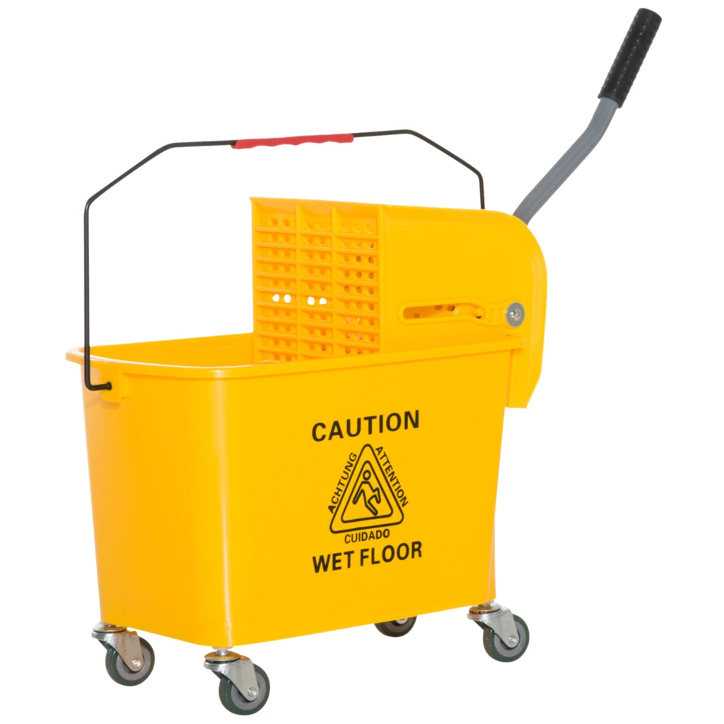 Secchio per Lavare Pavimenti 20L con Ruote e Scolapiatti ¨C zephmum ¨C 60x27x70,5 cm Giallo