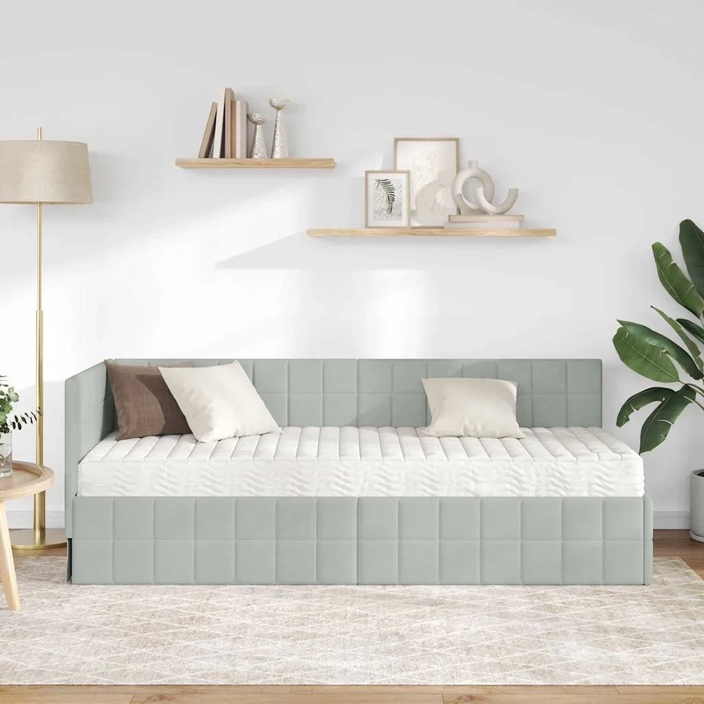 Struttura Letto Angolare con Materasso 2 pz-Giroletto con materasso Grigio chiaro 603927