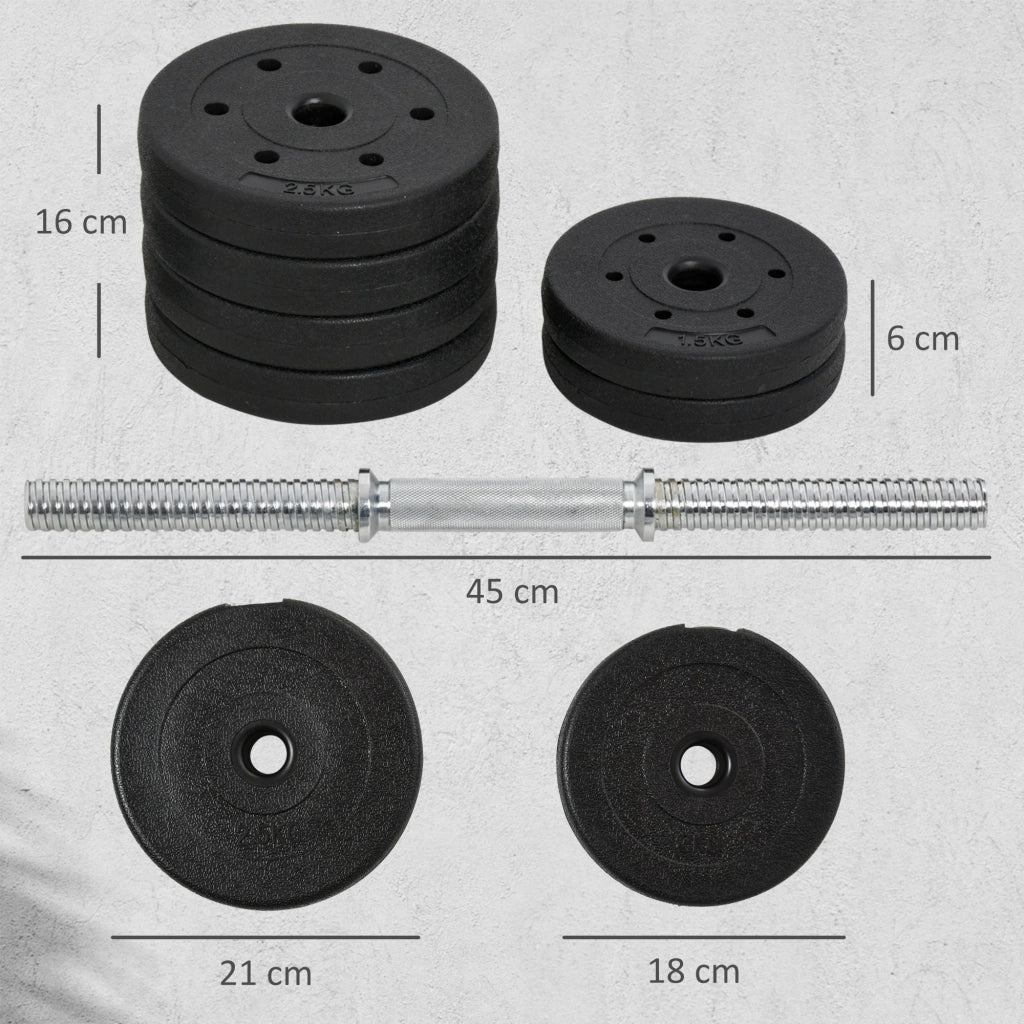 Set Manubri Palestra 30kg ¨C Zephmum ¨C 12 Dischi, 2 Manubri, Nero