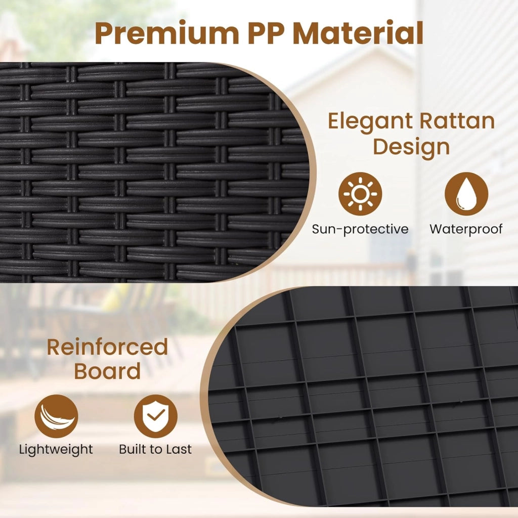 Contenitore da 96L, Scatola da Terrazza in PP Impermeabile per Uso Interno ed Esterno, Contenitore con Design in Rattan Chiudibile a Chiave per Consegna Pacchi (Marrone)