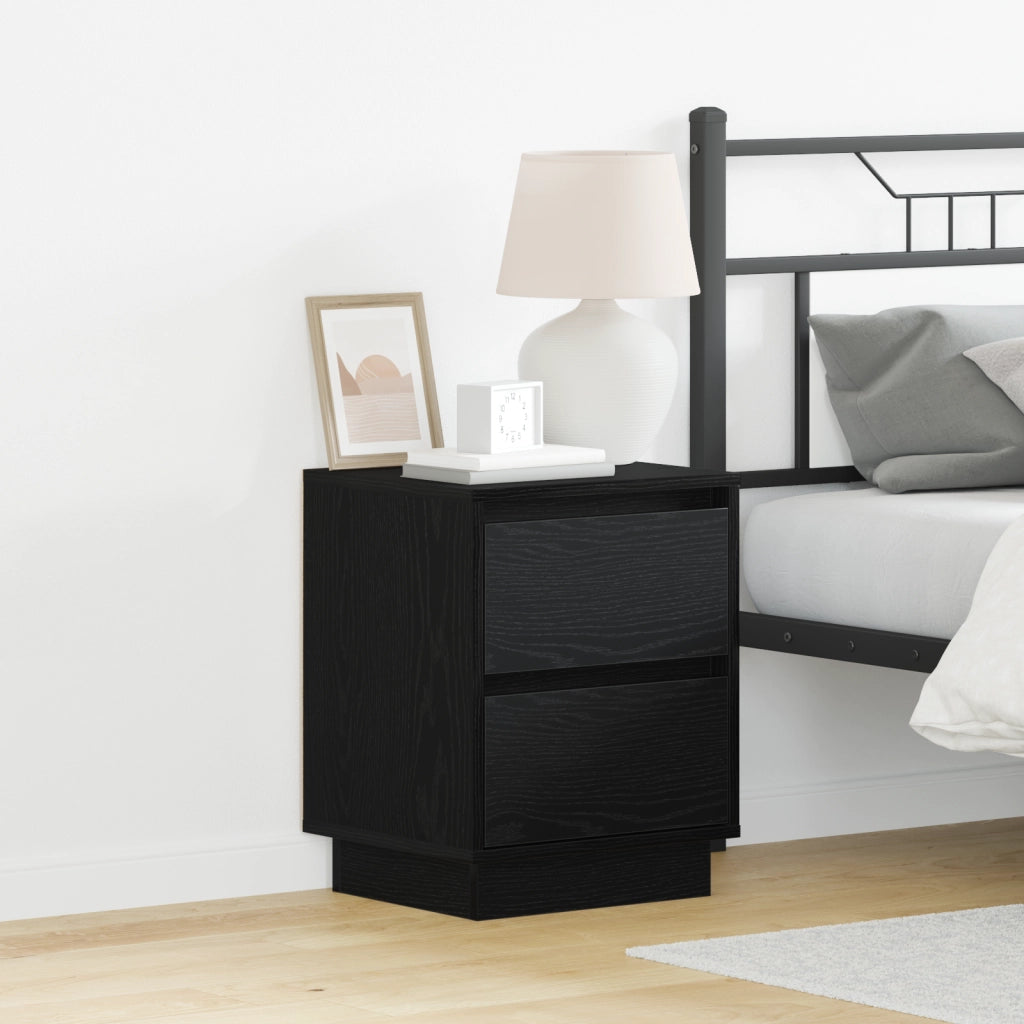 Comodini con luci LED 2 pz nero 39x34.5x50 cm