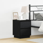 Comodini con luci LED 2 pz nero 39x34.5x50 cm