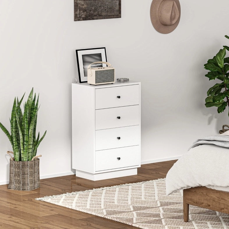 Cassettiera con 4 cassetti in legno 47 x 29 x 75 cm bianca