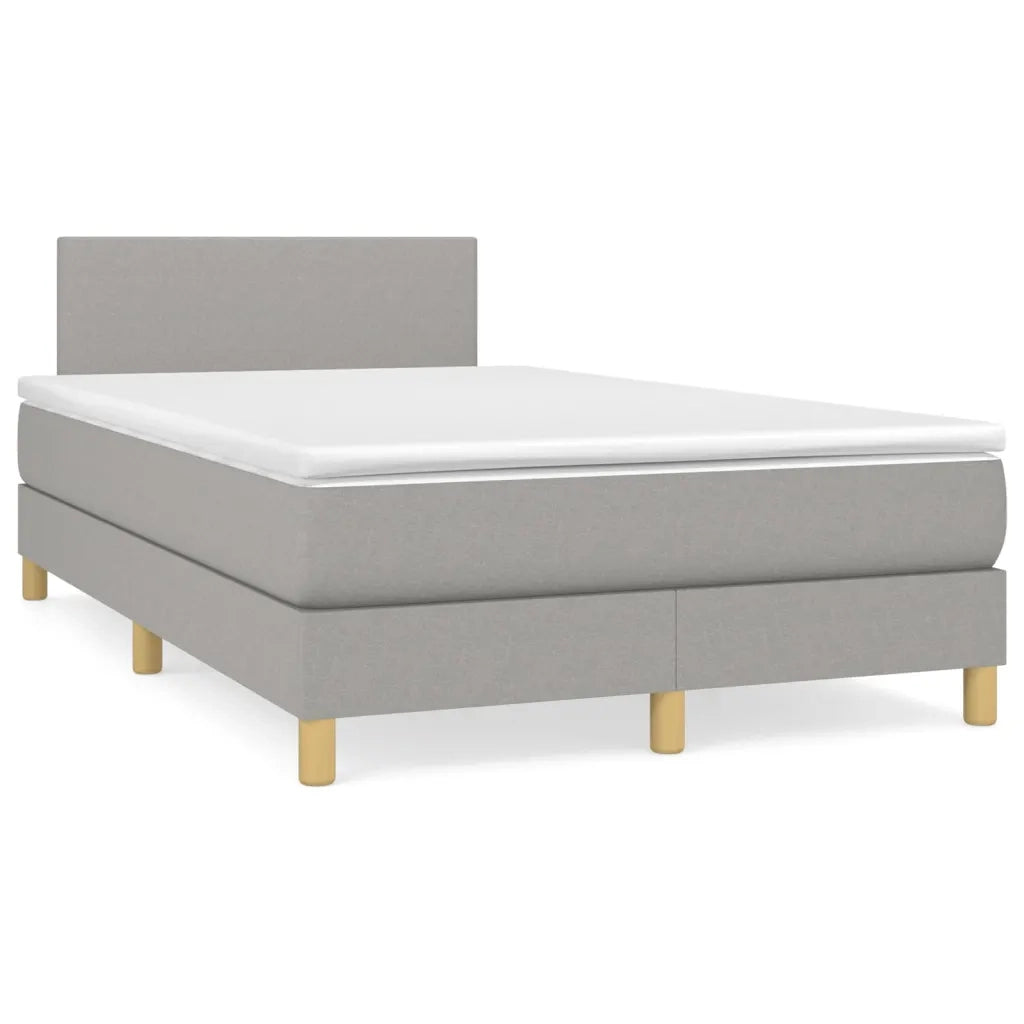 Giroletto a Molle con Materasso Grigio Chiaro 120x190cm Tessuto