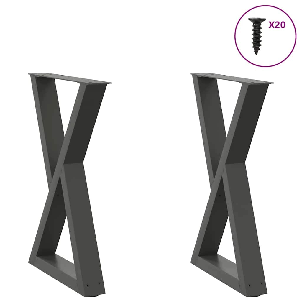 Set di 2 gambe per tavolo da pranzo moderne con piedini regolabili 50 x 73 cm acciaio antracite 02_0057004