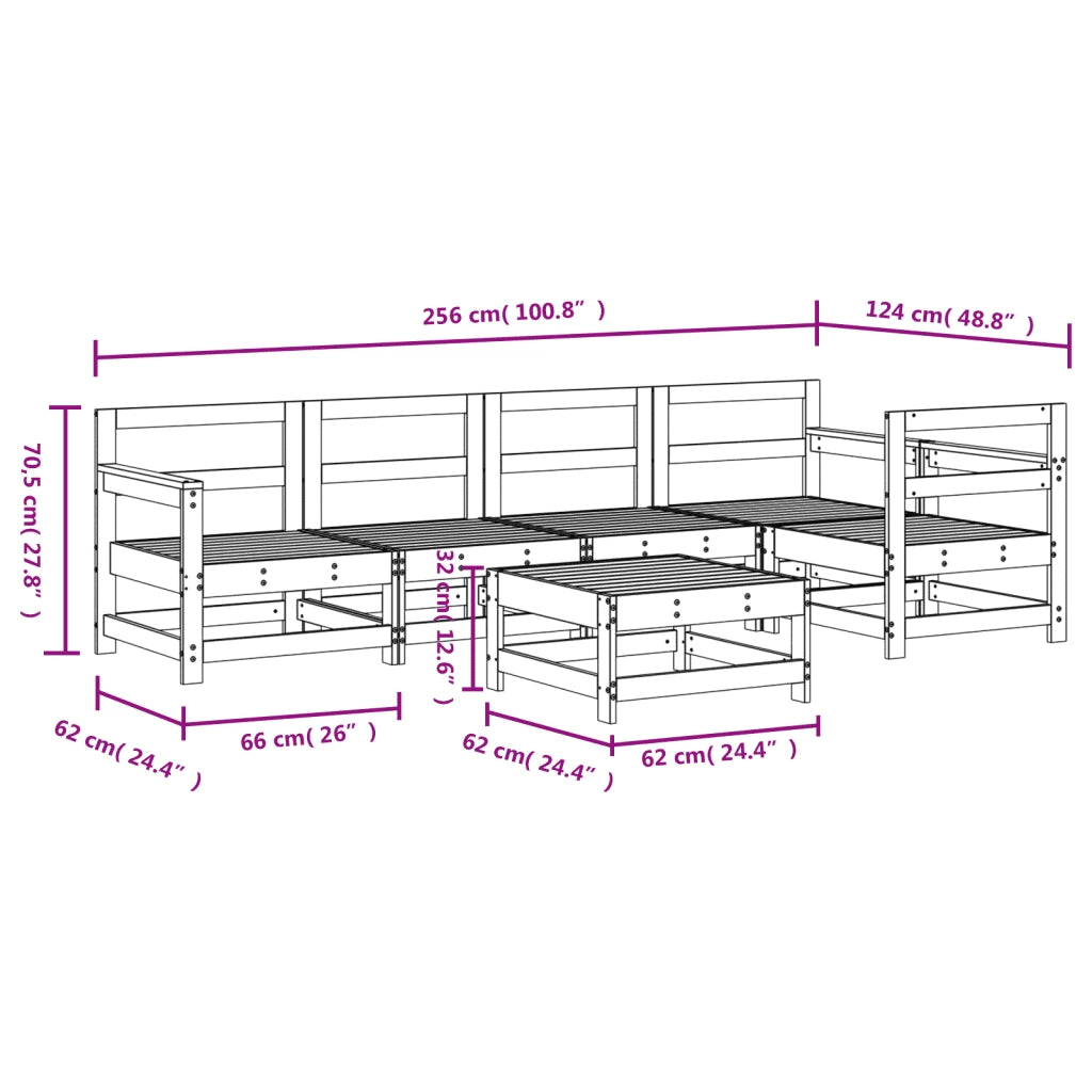 Set Salotto da Giardino 6 pz | Set di Mobili da Esterno in Legno Impregnato di Pino
