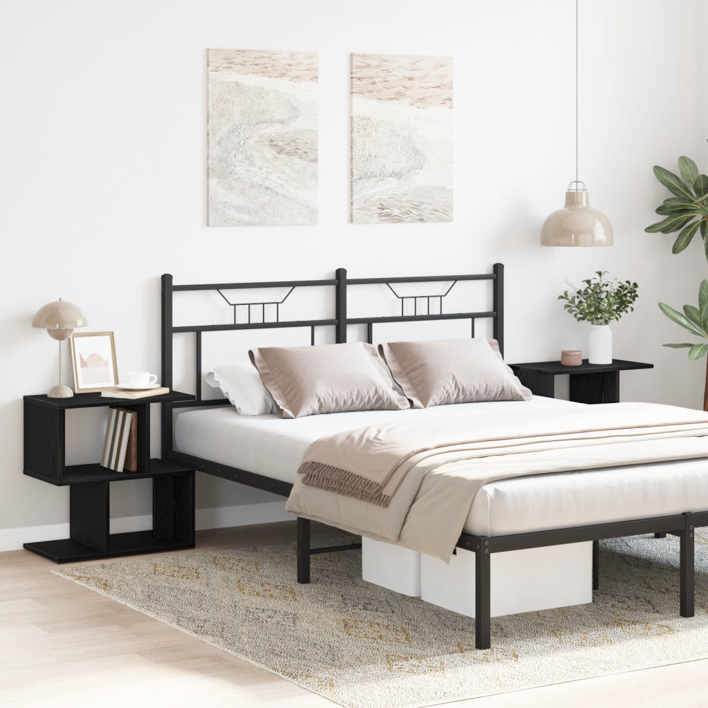 Comodino 2 pezzi Rovere Nero 50x30x51,5 cm Legno ingegnerizzato