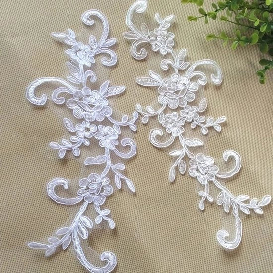 Accessori di cucito per decorare - Decorativo bordo - Bianco - 2 pezzi