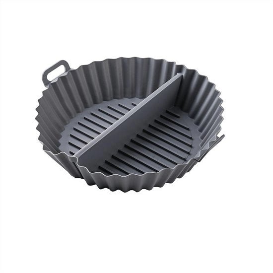 Silicone accessorio per airfryer in nero con divisorio – Rivestimento antiscivolo, senza BPA, per proteggere la ciotola – Accessorio termoresistente per cottura di uova, pane, muffin, cakepops e rivestimento per forno – Adatto per airfryer Ninja e Gourmia