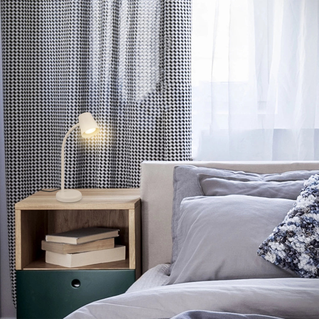 Lampada Da Tavolo Contemporanea Skrica Metallo Beige 1 Luce Gu10 Ip20