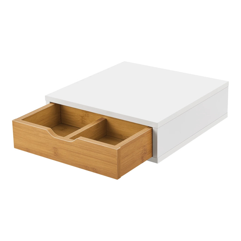 Organizer da scrivania in MDF 9 x 30 x 31 cm effetto bambù bianco 03_0006353