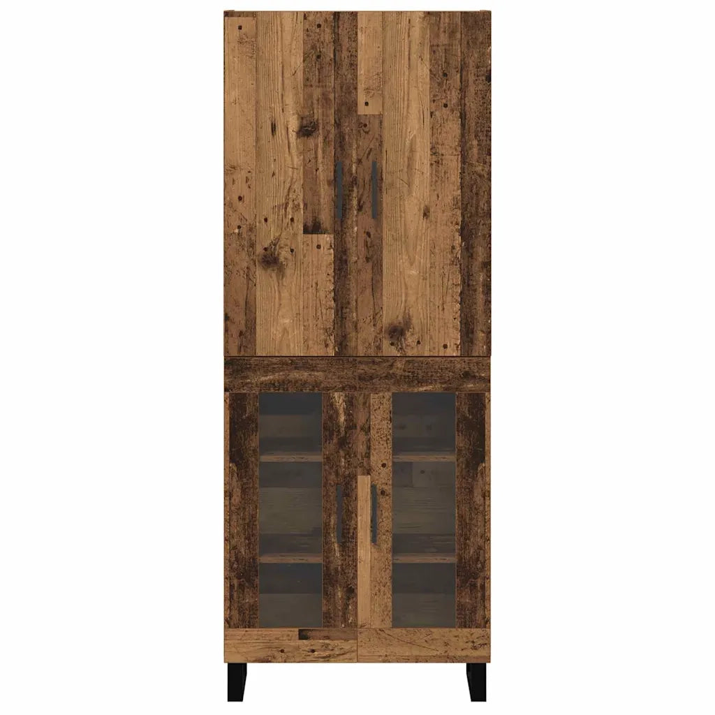 Credenza 2 pz-Set di 2 Buffet-Armadio da cucina Legno vecchio Legno Stratificato e Vetro 128483