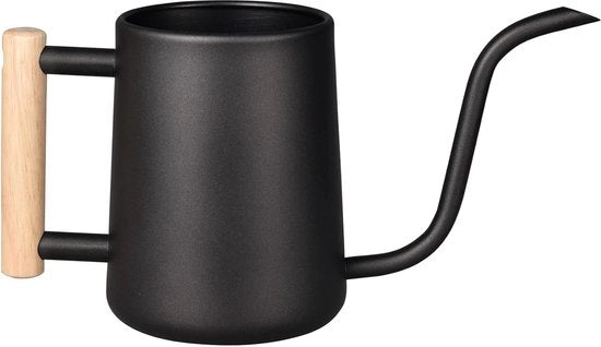 Giocatore da interni da 1000 ml - acciaio inossidabile con lunga canna e impugnatura in legno - per piante da appartamento e ufficio - nero