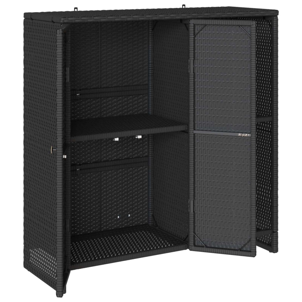 Mobile contenitore rettangolare moderno per soggiorno 100 x 36 x 102 cm pratico ed elegante in rattan nero 02_0058054