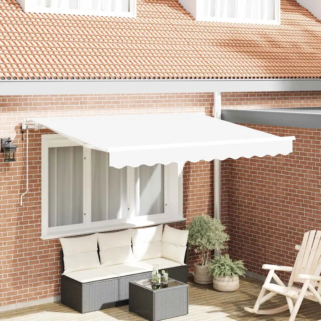 Tenda retrattile-Tenda parasole per balcone Bianco 350 x 200 cm Tessuto 488920