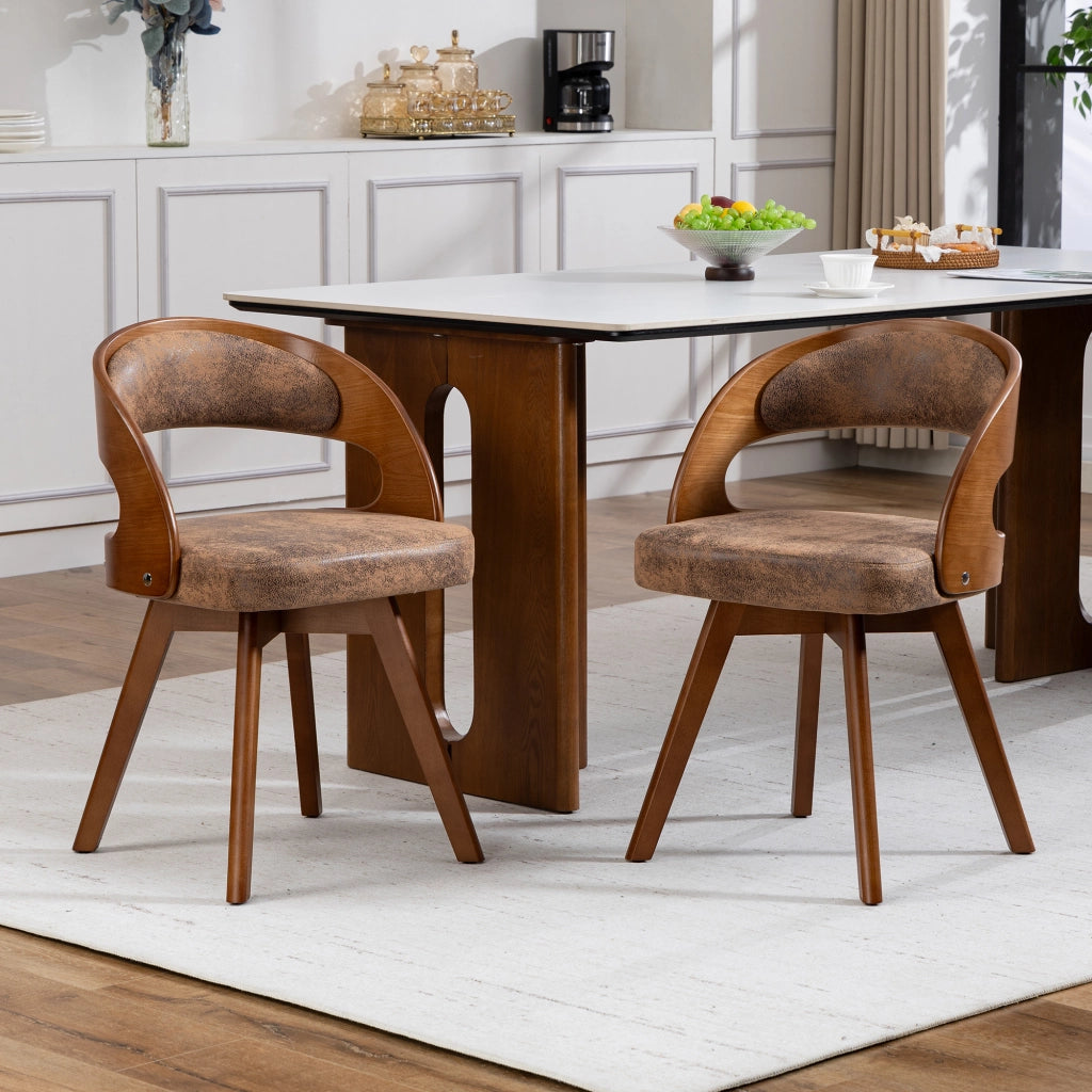 Sedia da Pranzo Girevole in Legno ¨C Xylo ¨C Tessuto Caff¨¨, Schienale Curvo