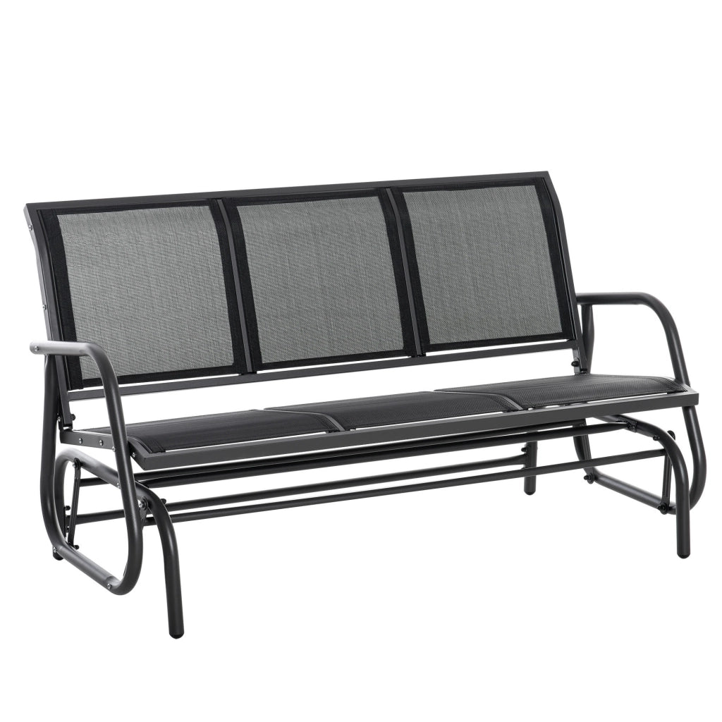 Panca a dondolo da giardino 3 posti 147x75x85 cm in metallo nero