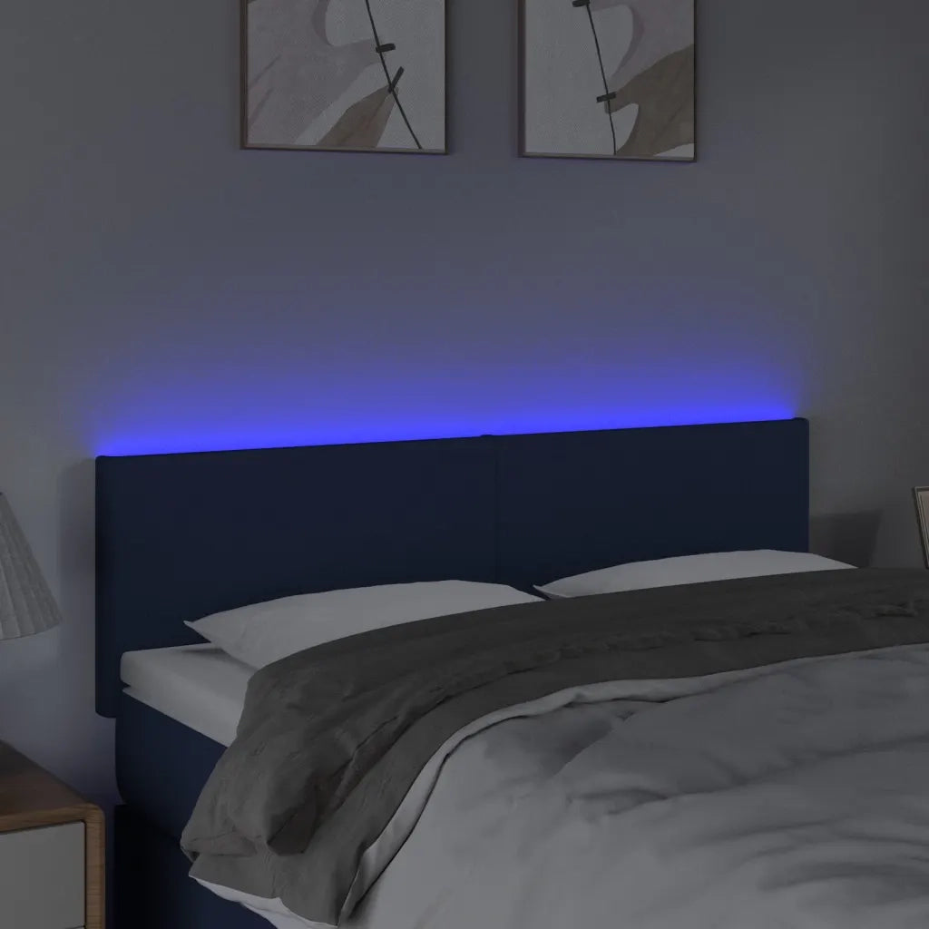 Testiera a LED-Testata con LED Blu 144x5x78/88 cm in Tessuto 886117