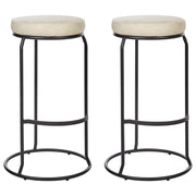 Set di 2 sedie da bar in ecopelle beige chiaro con gambe in acciaio senza braccioli stile moderno soggiorno