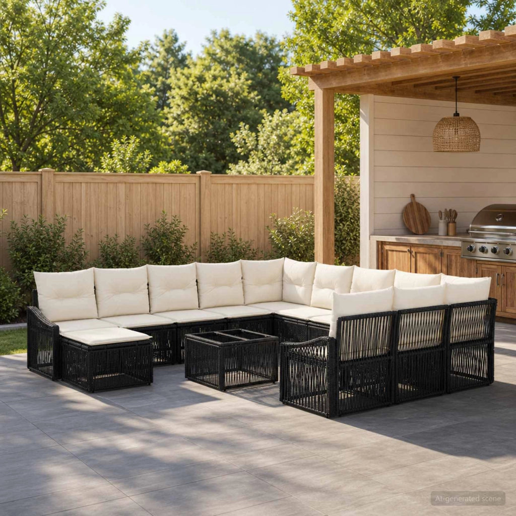 Set Divano da Giardino 13 pz Nero polyrattan 3436213