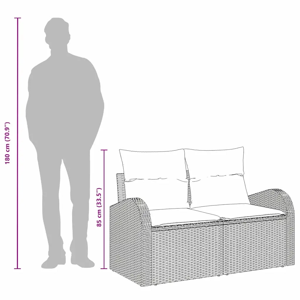 Divano da giardino con cuscino Nero 124 x 62 x 69cm polyrattan 42006732