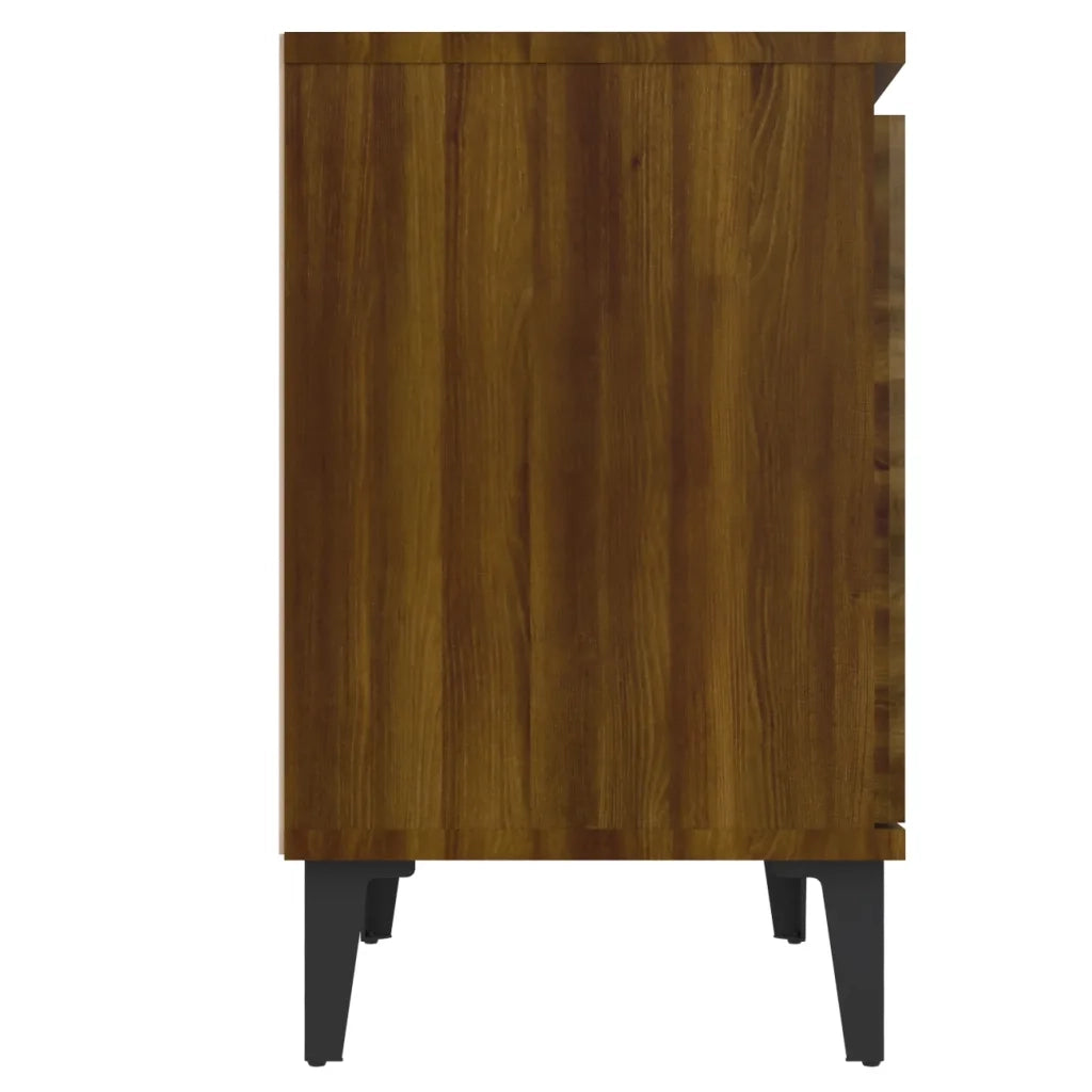 Comodino con Gambe in Metallo Rovere Marrone 40x30x50 cm 813120