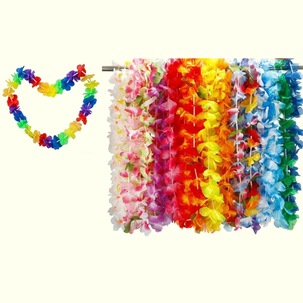 Trade Shop - Ghirlande Di Fiori Hawaiane Set 6pezzi Fiore Collana Hula Party Colore Casuale -