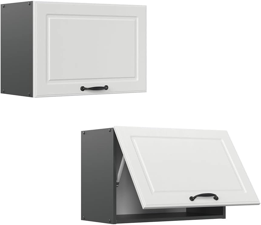 Pensile da cucina R-Line, Bianco casa di campagna, 60 cm Piatto, per la libera combinazione all'interno di sistemi cucina modulari