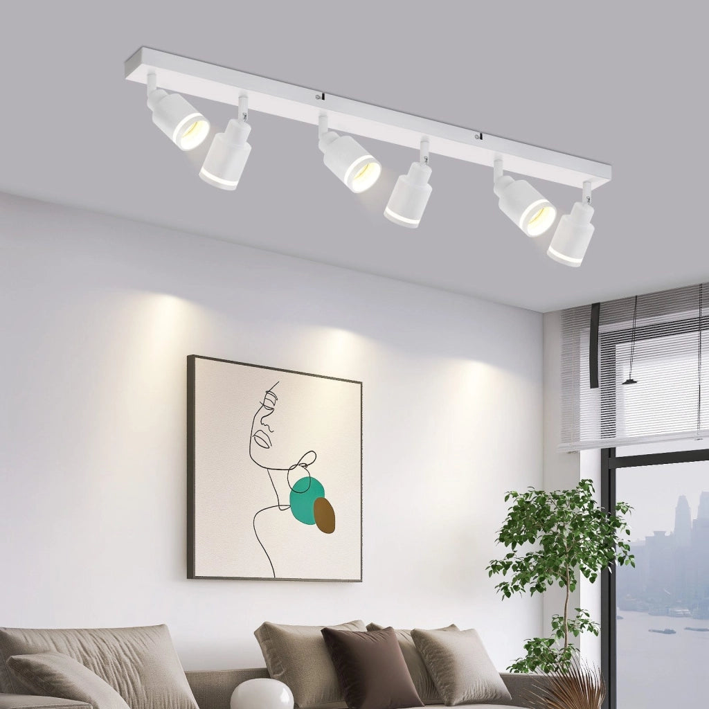 ZMH Faretto da soffitto bianchi 6 luci GU10 metallo orientabili moderni per camera letto sala pranzo senza lampadina