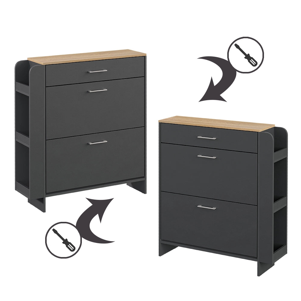 Vicco Mobile porta scarpe Antracite/quercia 88.4 x 101.6 cm Con scomparti aperti e chiusi