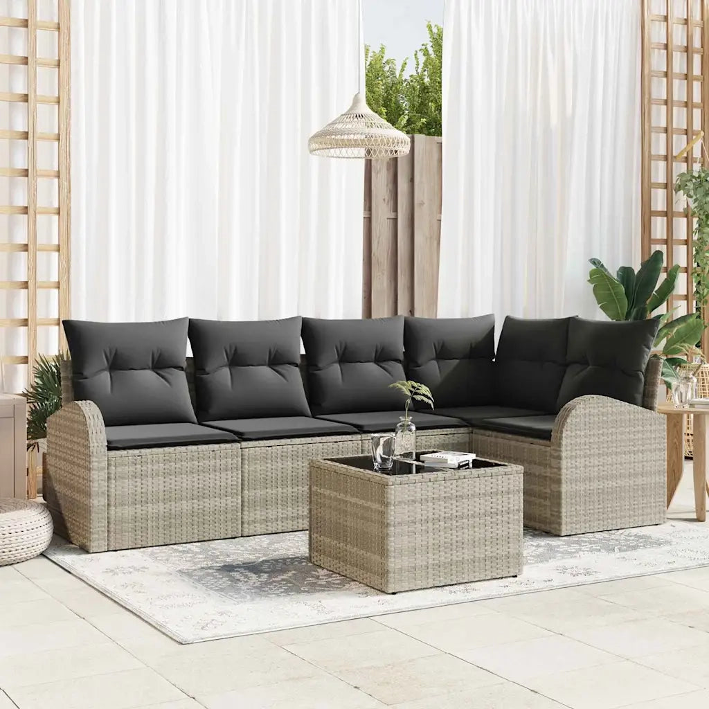 Set Divano da Giardino 6 pcs Grigio chiaro polyrattan 3354721