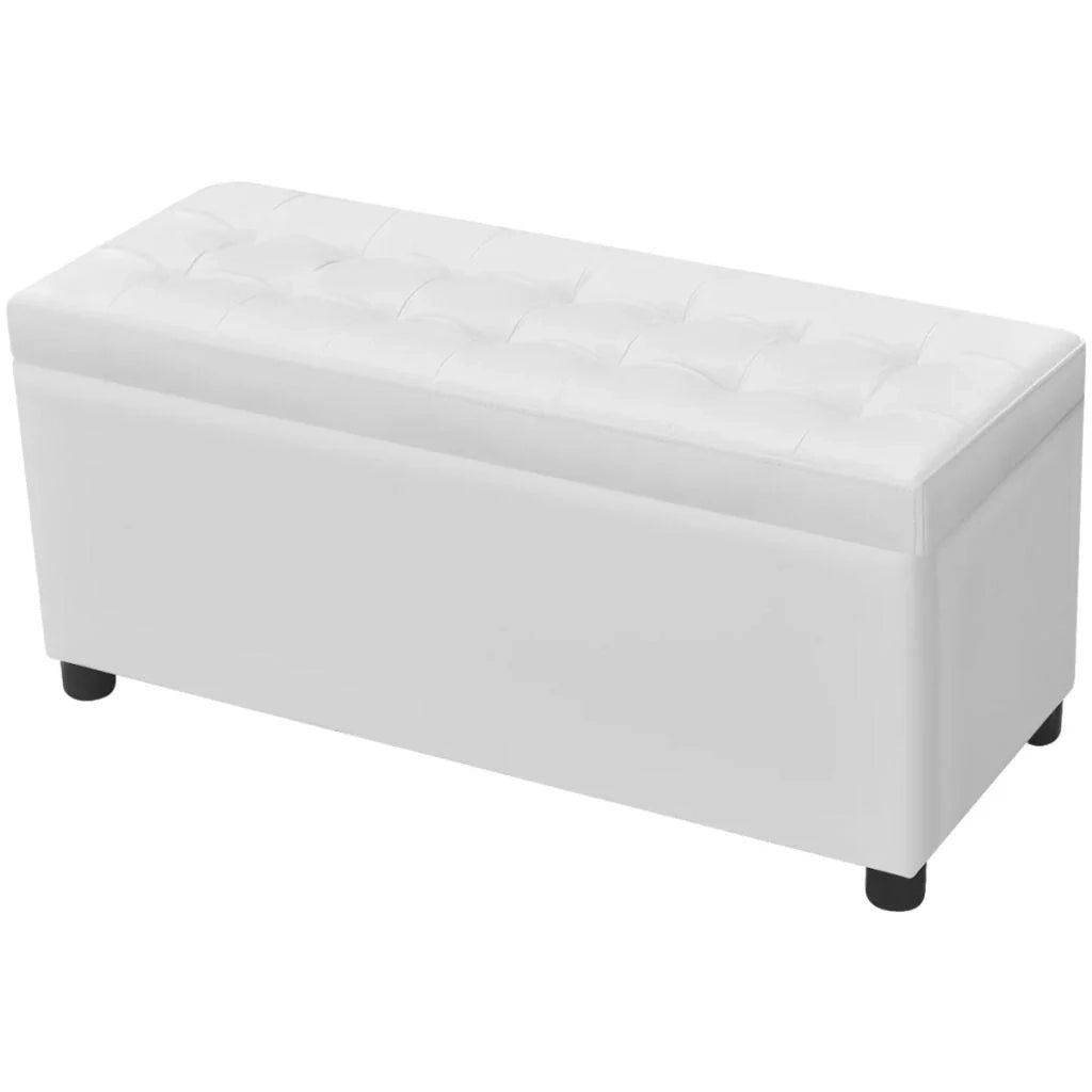 Pouf/panca/sgabello/mobile contenitore in similpelle bianca 3002220