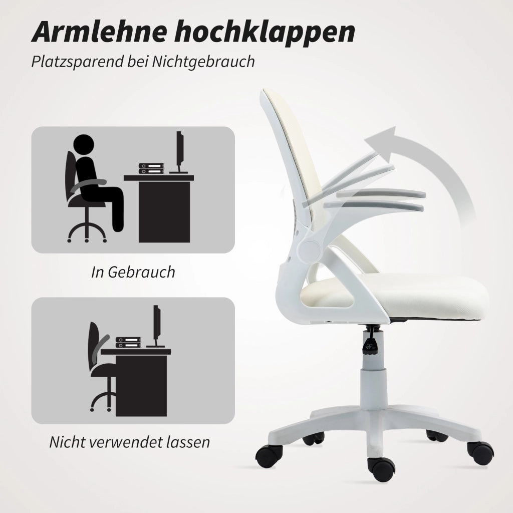 Sedia da ufficio ergonomica ¨C Zephmum ¨C Mesh bianco con schienale regolabile e braccioli