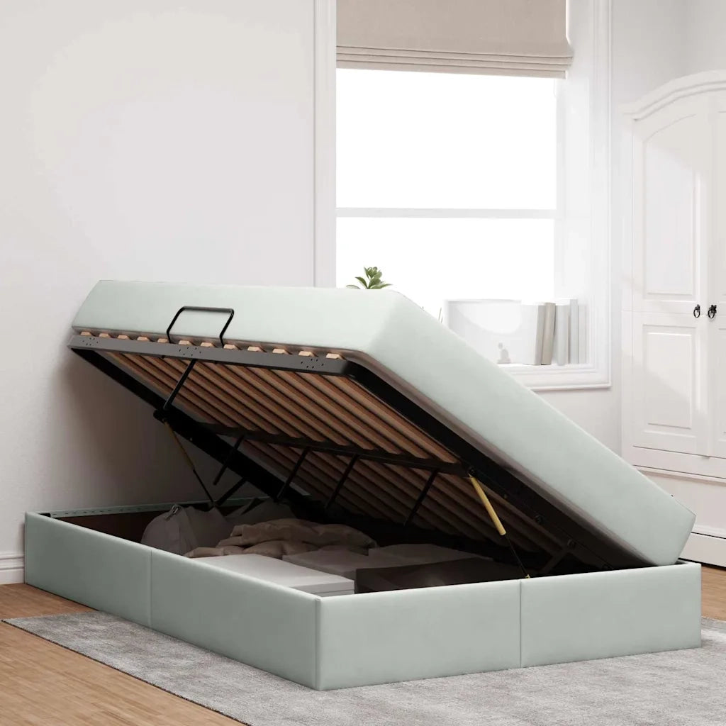 Letto con contenitore e materasso Grigio chiaro 120 x 200 cm