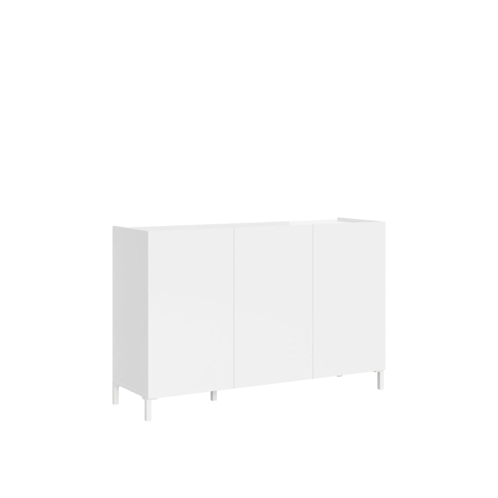 Madia 3 Ante 130x40x84 cm Solaria Bianco Lucido