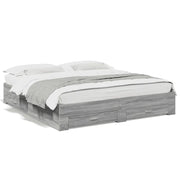 Letto matrimoniale | Letto per adulti | Giroletto Cassetti Grigio Sonoma 180x200 cm Legno Multistrato