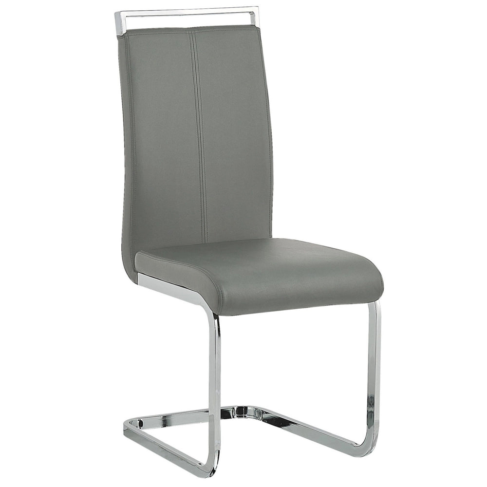 Set di 2 sedie da pranzo grigio ecopelle sedile imbottito con schienale alto a sbalzo sala conferenze moderno