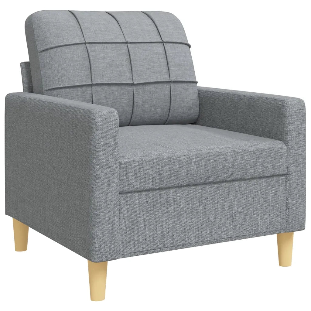 Set di Divani 4 pz con Poggiapiedi Grigio Chiaro in Tessuto
