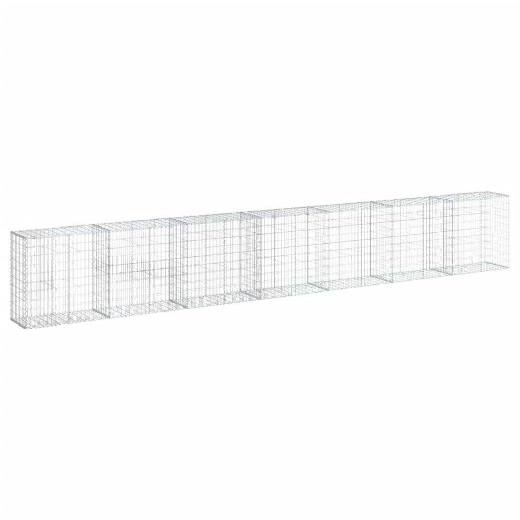Gabbione recinto a gabbia muro di contenimento con coperchio 700 x 50 x 100 cm ferro zincato argento 02_0040193
