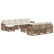 Set Divano da Giardino 11 pcs Beige e Bianco Crema polyrattan