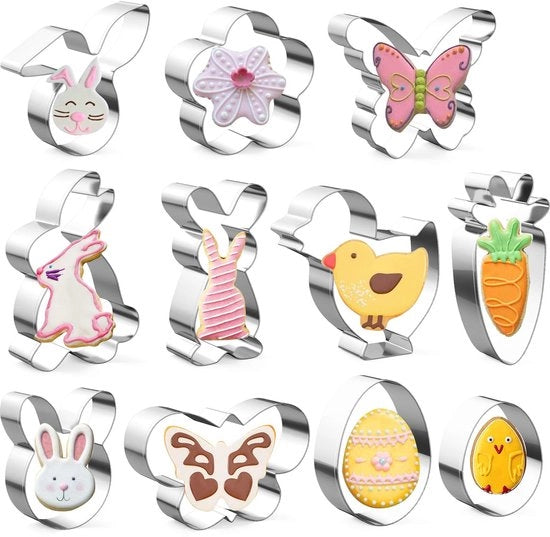 Set di stampi per biscotti di Pasqua, 11 pezzi, con stampi per biscotti di Pasqua, stampo per biscotti di Pasqua, biscotto di Pasqua con forma di coniglio di Pasqua, ideale per regali di Pasqua e biscotti di Pasqua.