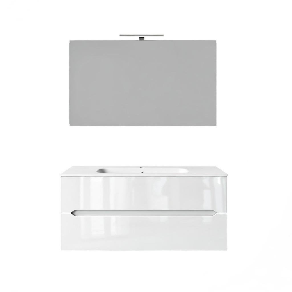 Composizione mobile bagno sospeso con cassetti cm 120 mod. TALIA - Bianco Lucido