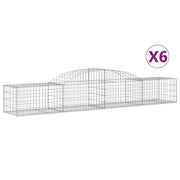Cestini gabbioni recinzione a gabbia muro di contenimento ad arco 6 pezzi 300 x 50 x 40/60 cm ferro zincato argento 02_0041028