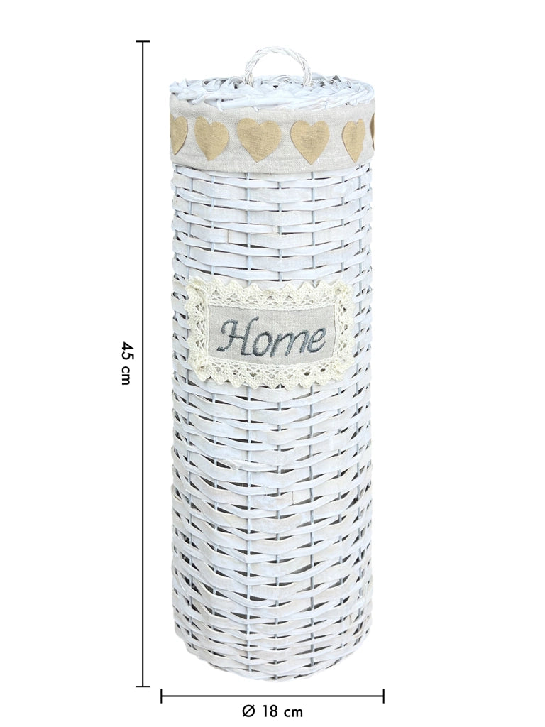Portarotolo Carta Igienica Da Terra Con Coperchio Portacarta Struttura Robusta In Metallo Con Rivestimento Elegante Design Moderno Accessori Bagno In Vimini Intrecciato Fino a 4 Rotoli   - Heart