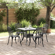 Set da Pranzo da Giardino 5 Pezzi in Alluminio Nero